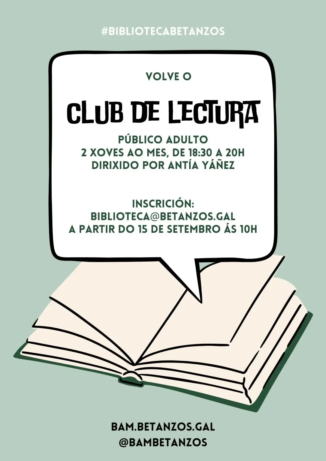 Cartel club de lectura con Antía Yáñez